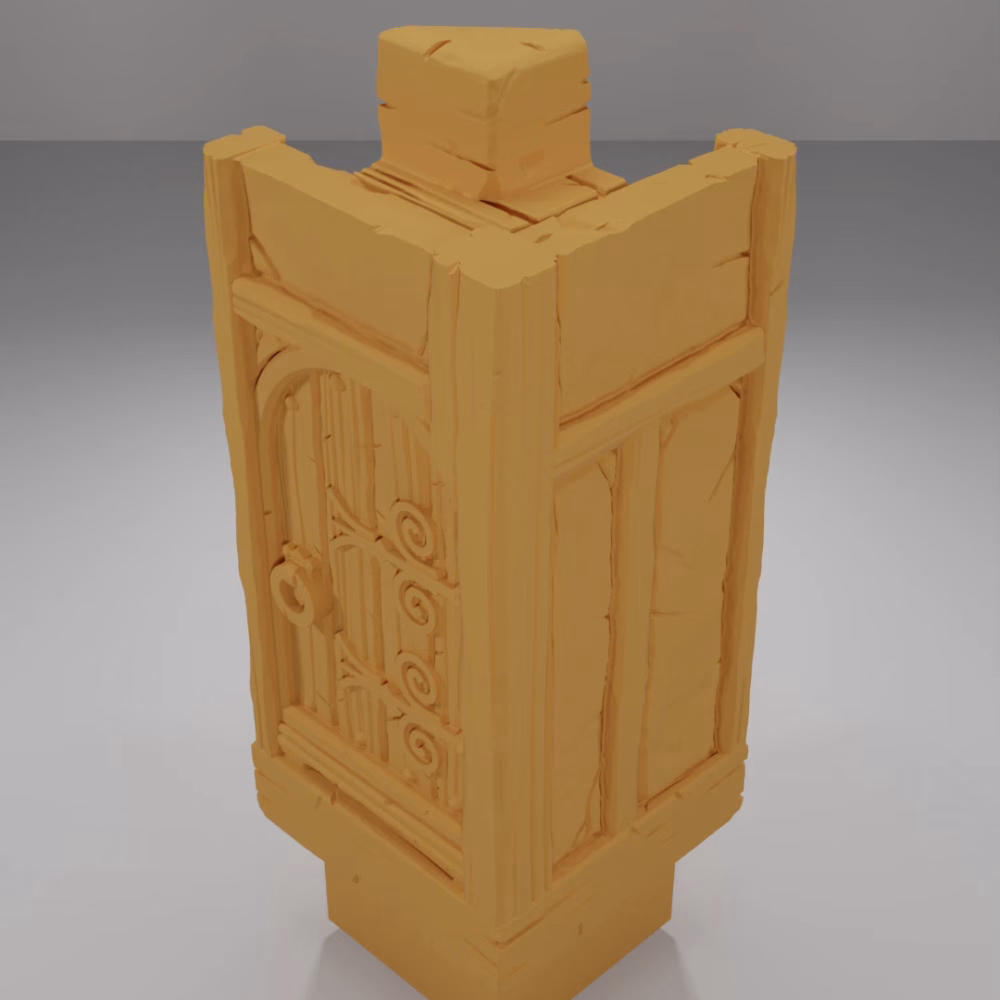 Small Door Angle Left Closed Tall - Medieval Town Part 1 - Dungeon Blocks