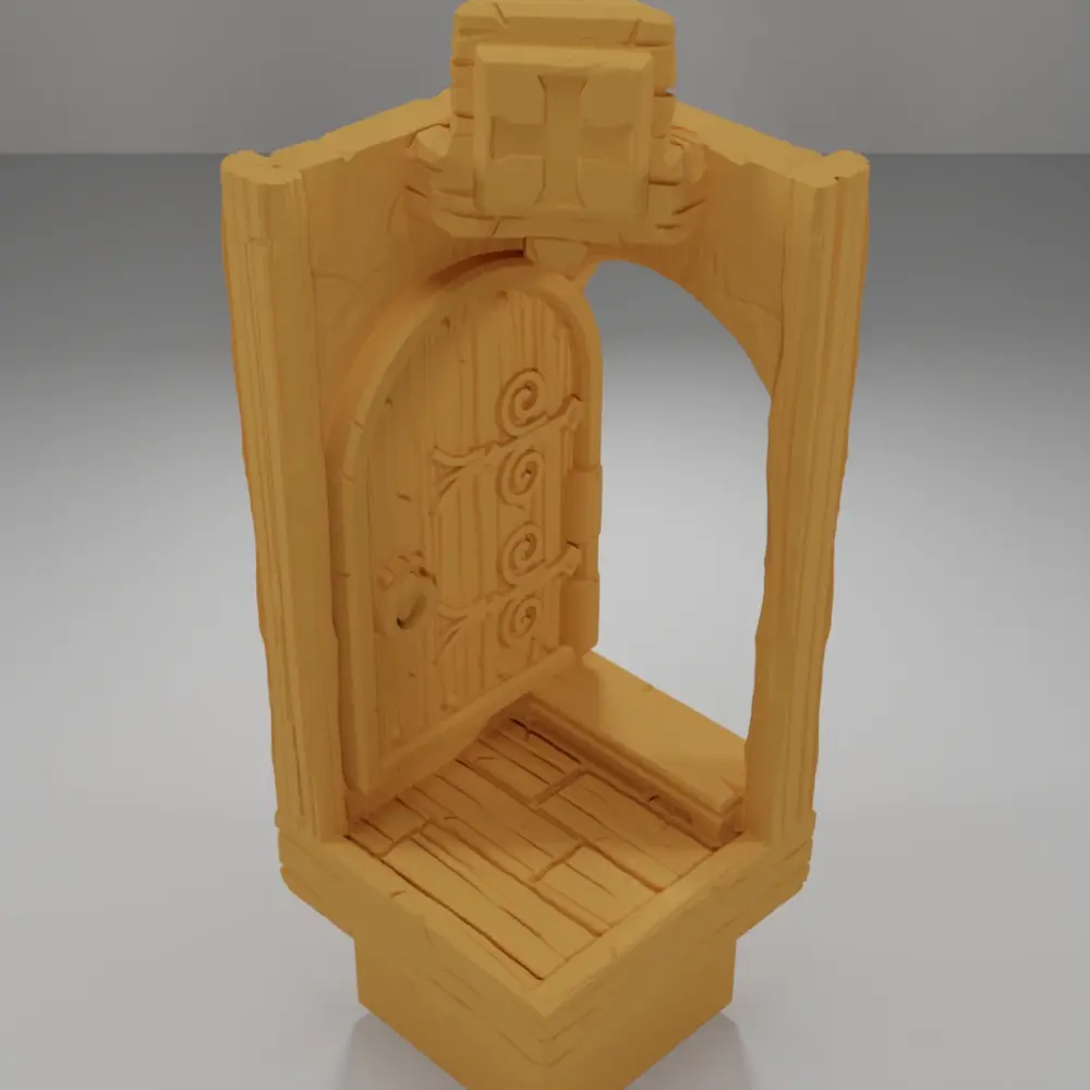 Small Door Angle Left Opened Tall - Medieval Town Part 1 - Dungeon Blocks