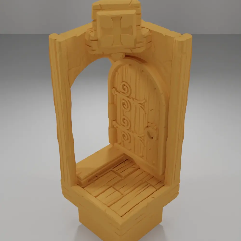 Small Door Angle Right Opened Tall - Medieval Town Part 1 - Dungeon Blocks