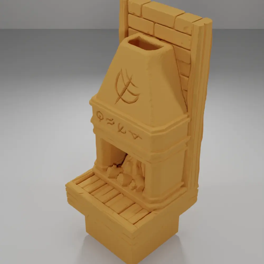 Tall Lit Magic Fireplace - Medieval Town Part 2 - Dungeon Blocks