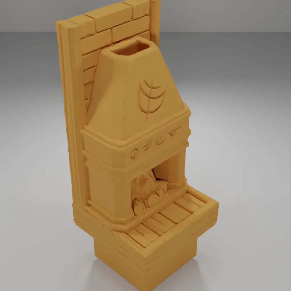 Tall Lit Magic Fireplace - Medieval Town Part 2 - Dungeon Blocks