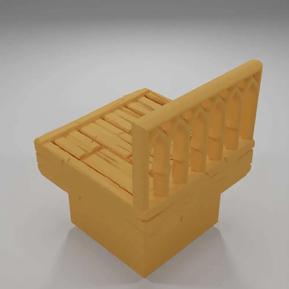 Librairy Balcony Straight - Medieval Town Part 2 - Dungeon Blocks
