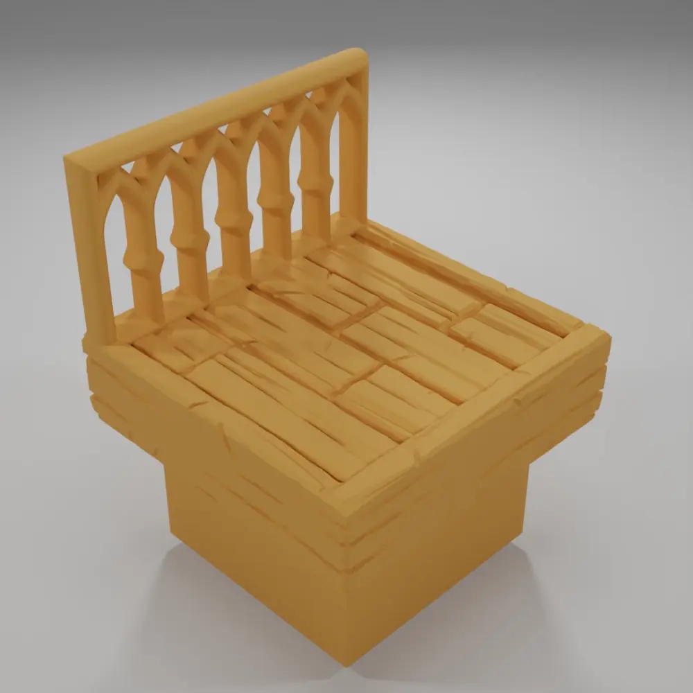 Librairy Balcony Straight - Medieval Town Part 2 - Dungeon Blocks