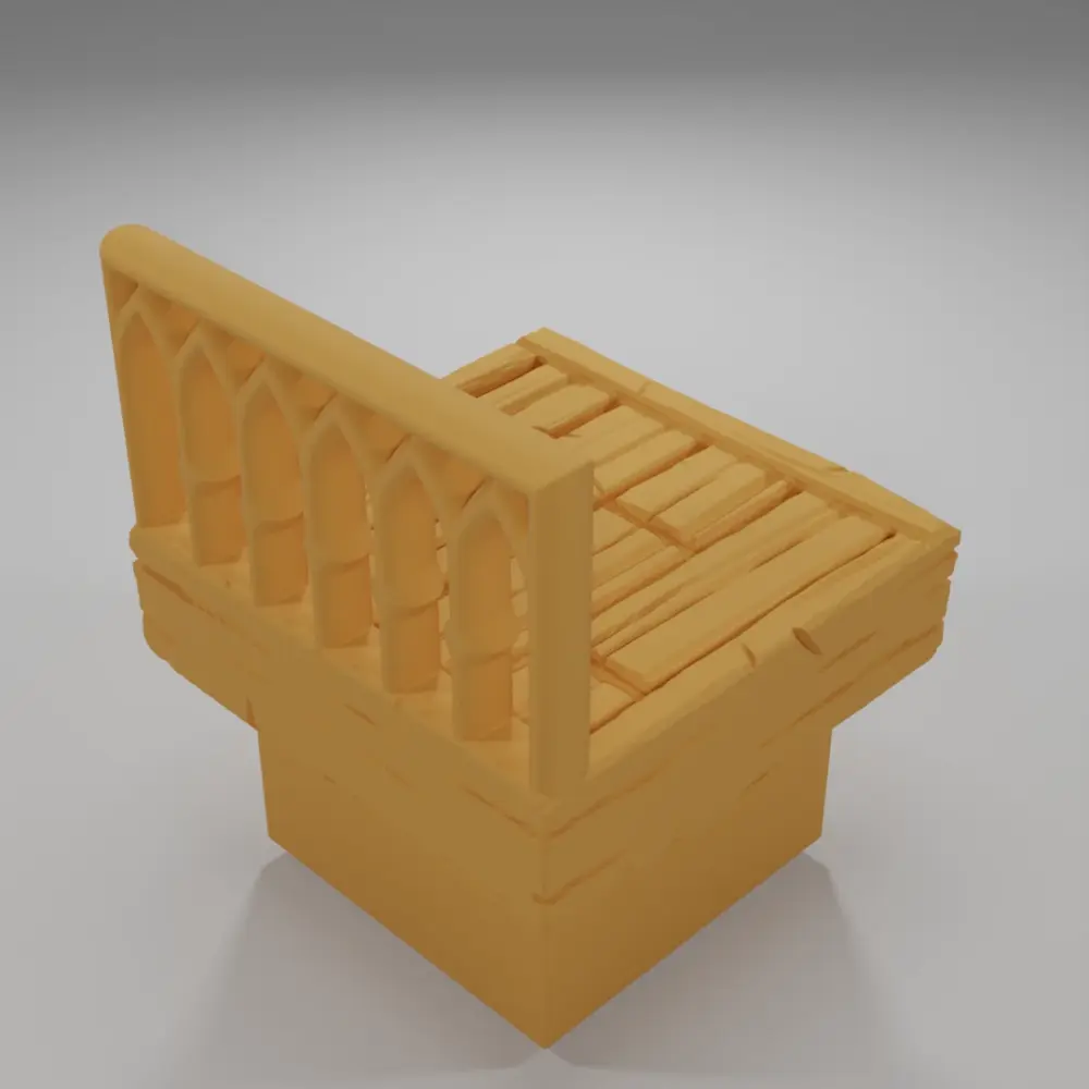 Librairy Balcony Straight - Medieval Town Part 2 - Dungeon Blocks