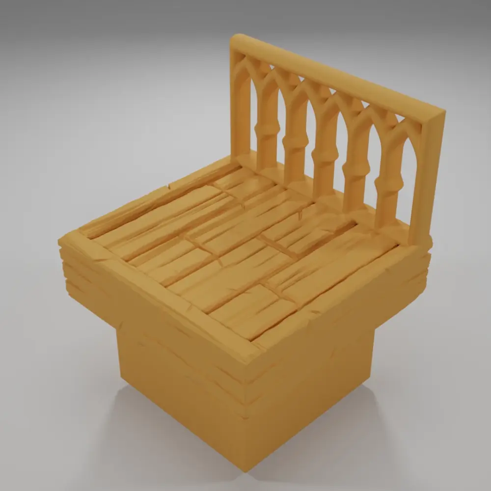 Librairy Balcony Straight - Medieval Town Part 2 - Dungeon Blocks