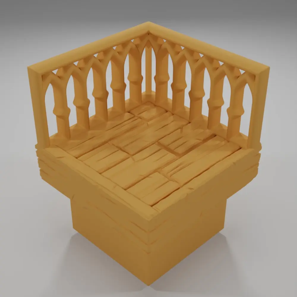 Librairy Balcony Angle - Medieval Town Part 2 - Dungeon Blocks