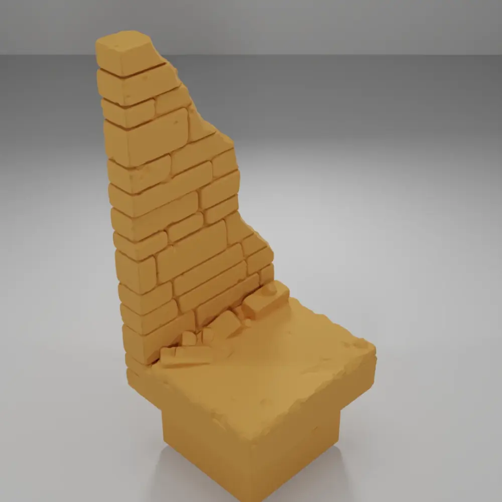 Ruined Tall Wall Right Side - Ramparts & Ruins - Dungeon Blocks