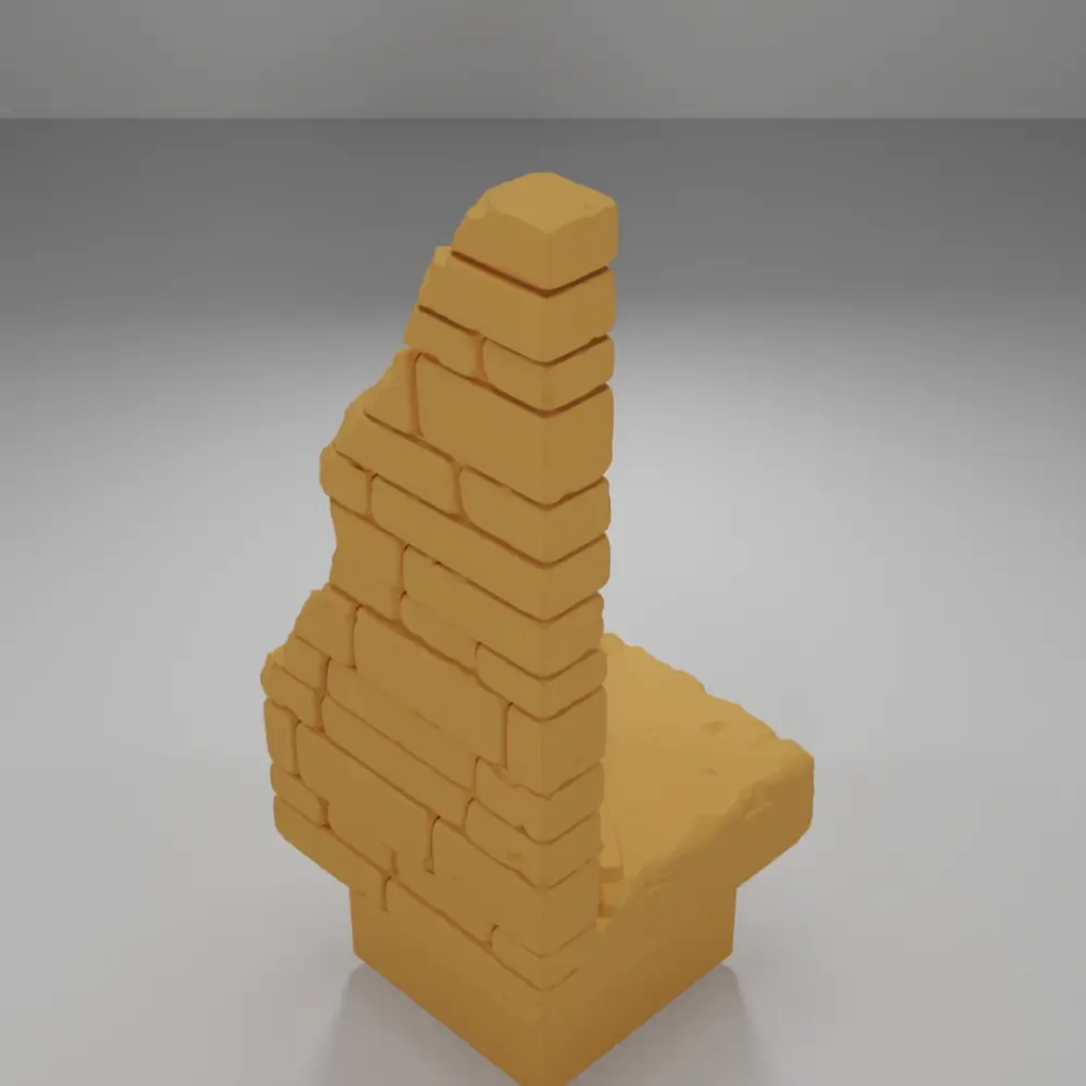 Ruined Tall Wall Right Side - Ramparts & Ruins - Dungeon Blocks