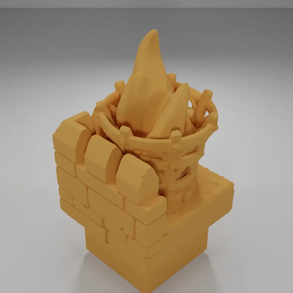 Angle Rampart Lit Brazier - Ramparts & Ruins - Dungeon Blocks