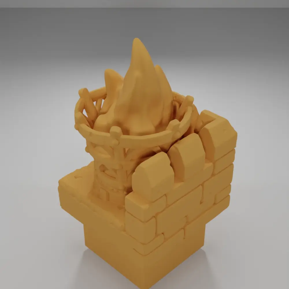Angle Rampart Lit Brazier - Ramparts & Ruins - Dungeon Blocks