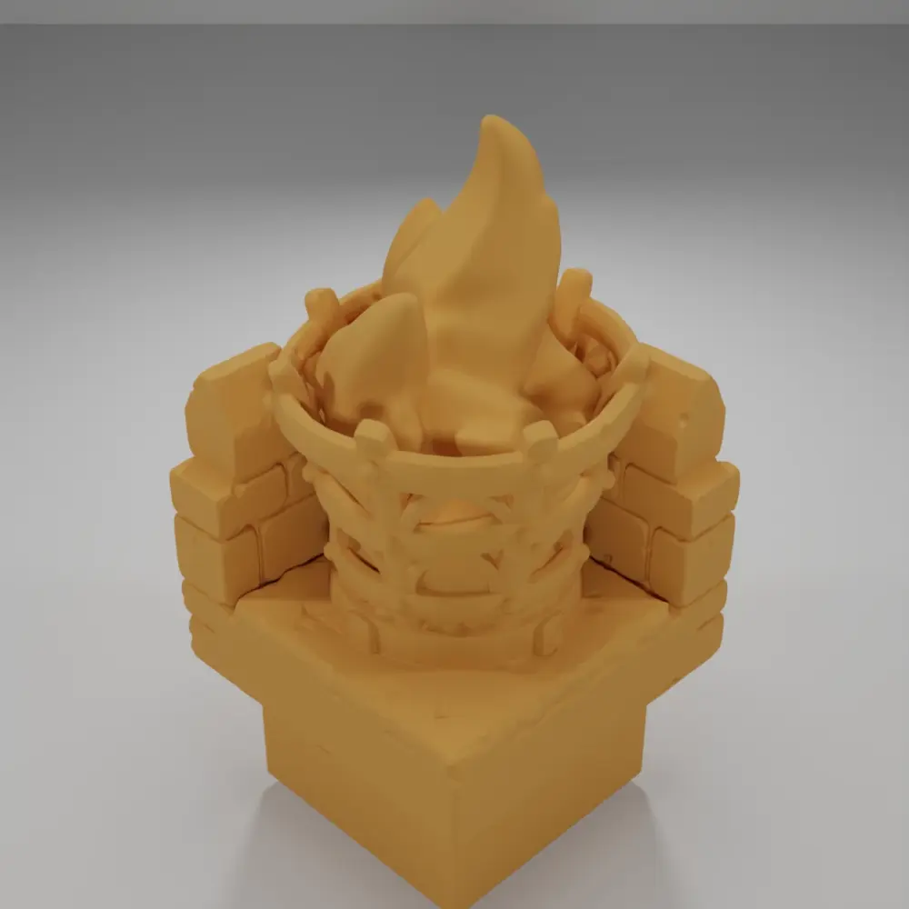 Angle Rampart Lit Brazier - Ramparts & Ruins - Dungeon Blocks