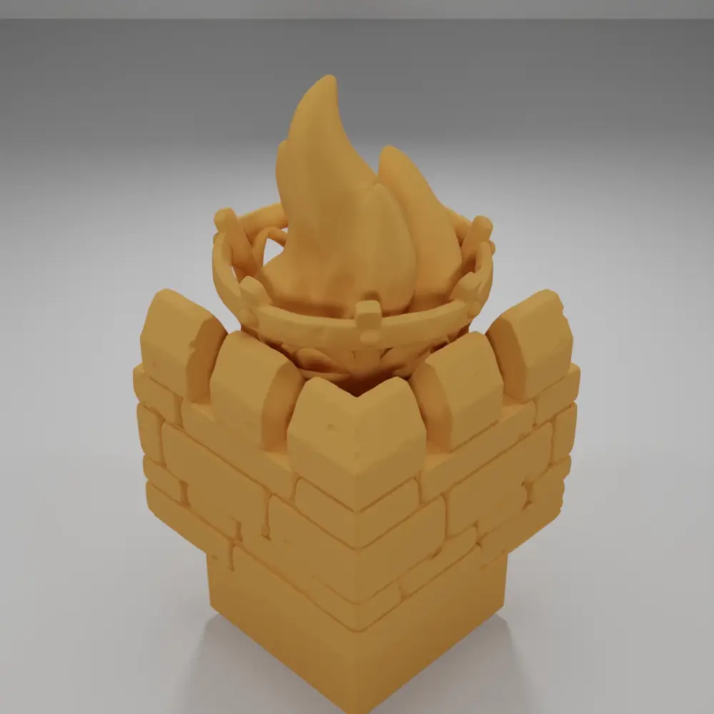 Angle Rampart Lit Brazier - Ramparts & Ruins - Dungeon Blocks